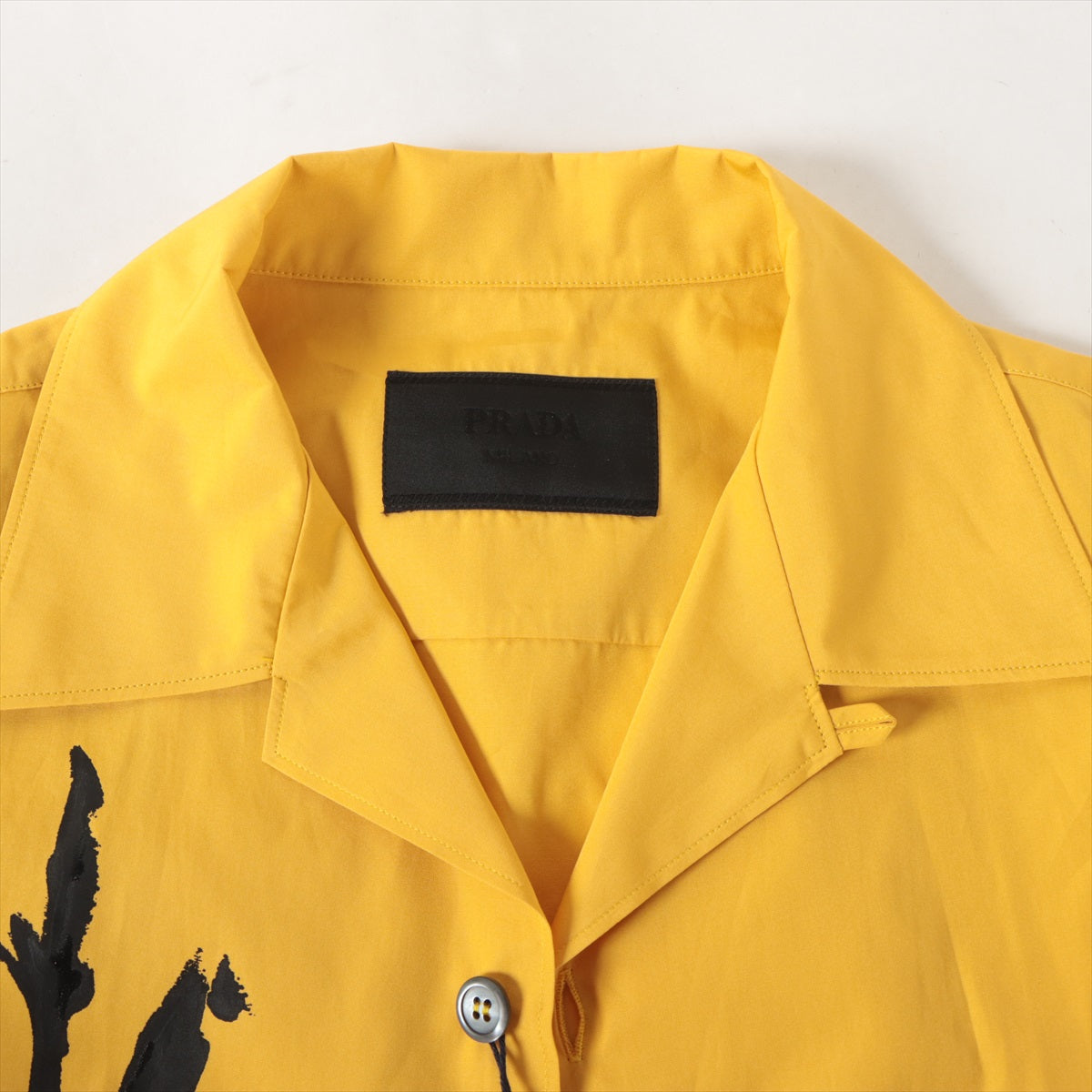 Prada 22SS Cotton Shirt M Men's Yellow  UCS414 bottle print
