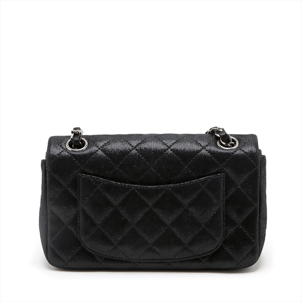 Chanel Mini Matelasse 20 Coating leather Single flap Double chain bag Black Silver Metal fittings 15XXXXXX A69900
