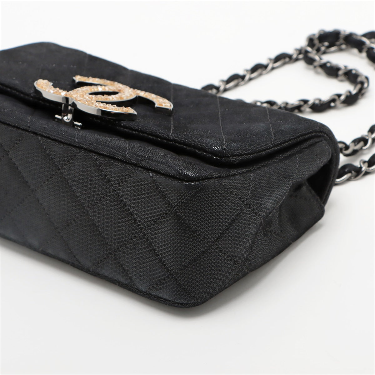 Chanel Mini Matelasse 20 Coating leather Single flap Double chain bag Black Silver Metal fittings 15XXXXXX A69900