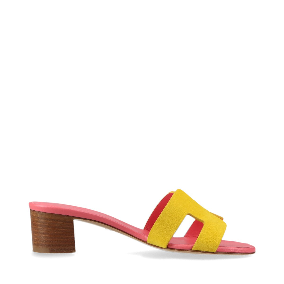 Hermès OASIS Leather & Suede Sandals 34.5 Ladies' Pink x yellow