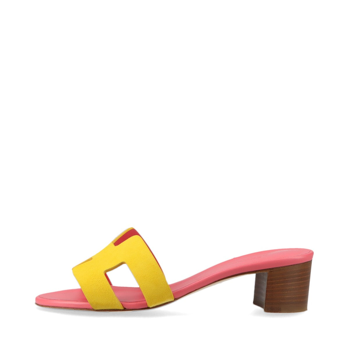 Hermès OASIS Leather & Suede Sandals 34.5 Ladies' Pink x yellow