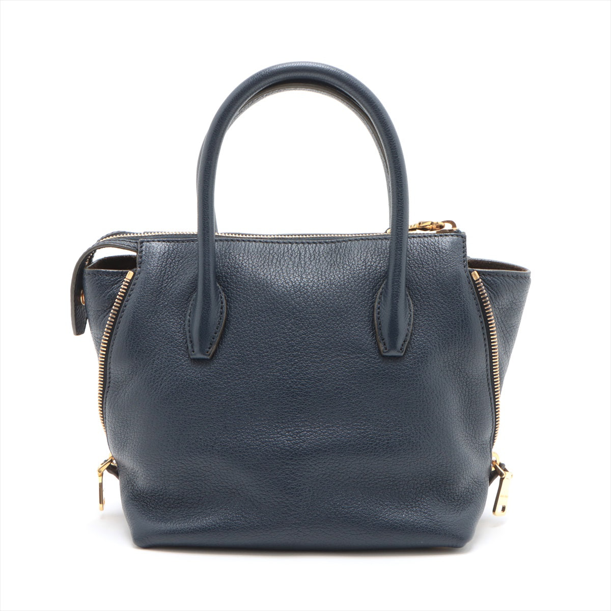 Miu Miu Leather 2 Way Handbag Navy Blue 5BA003