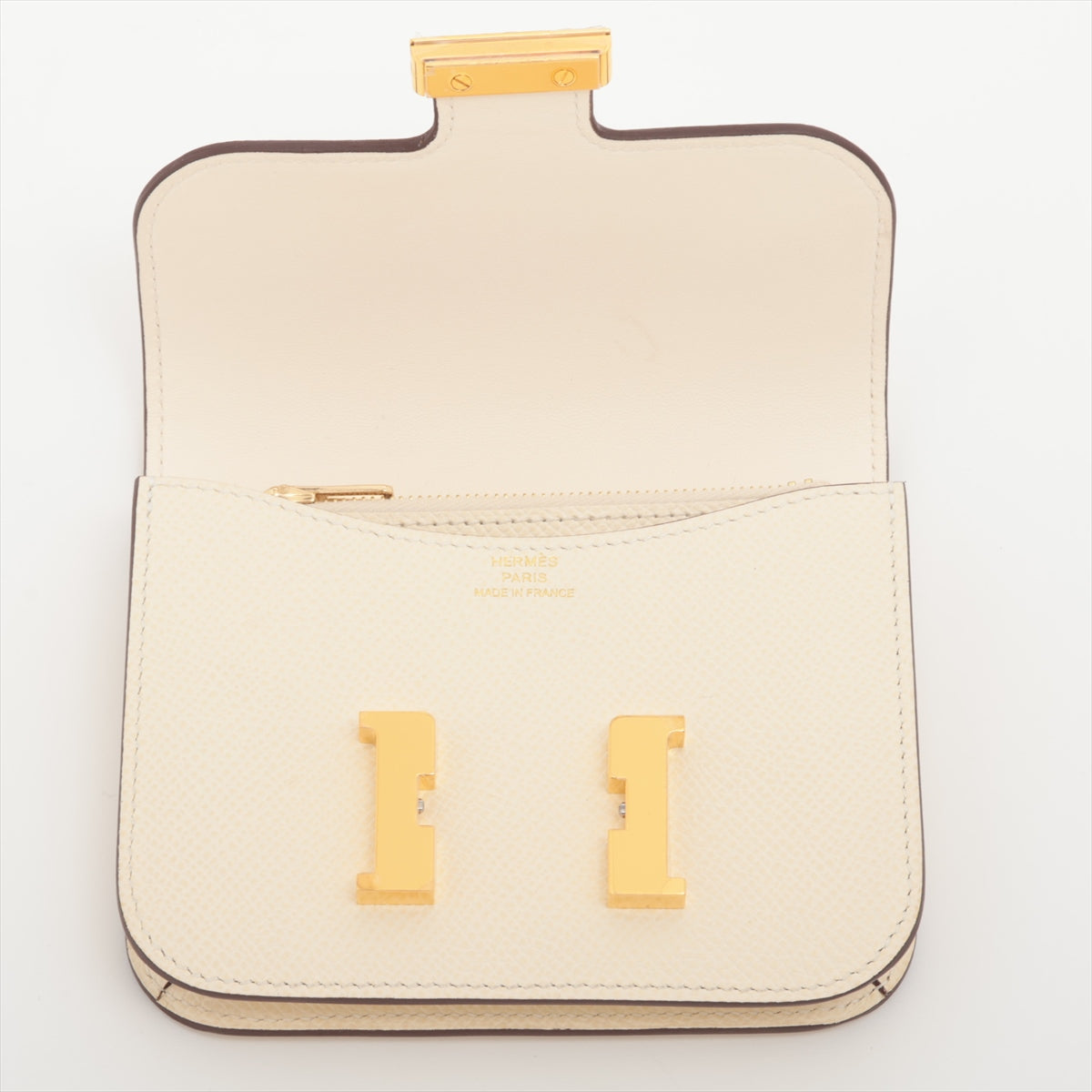 Hermès Constance Slim Veau Epsom Compact Wallet Craie Gold Metal Fittings B: 2023