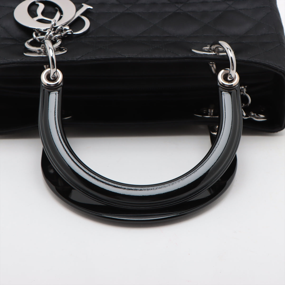 Christian Dior Lady Dior Cannage Satin Handbag Black