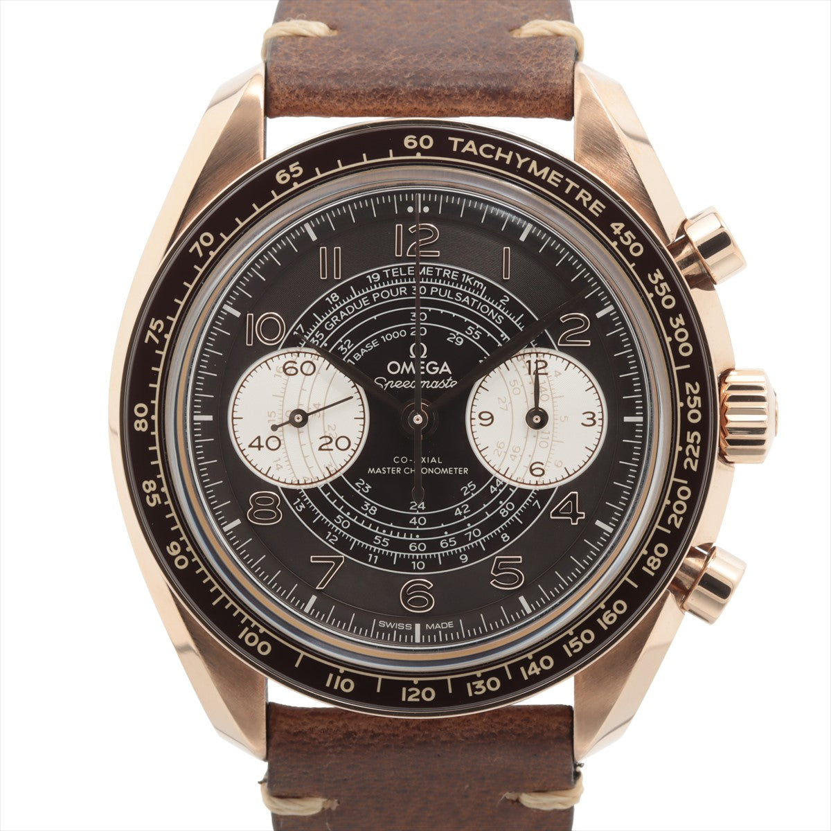Omega Speedmaster Chronoscope Co-Axial Master chronometer 329.92.43.51.10.001 Bronze x external leather Stem-winder Black Dial