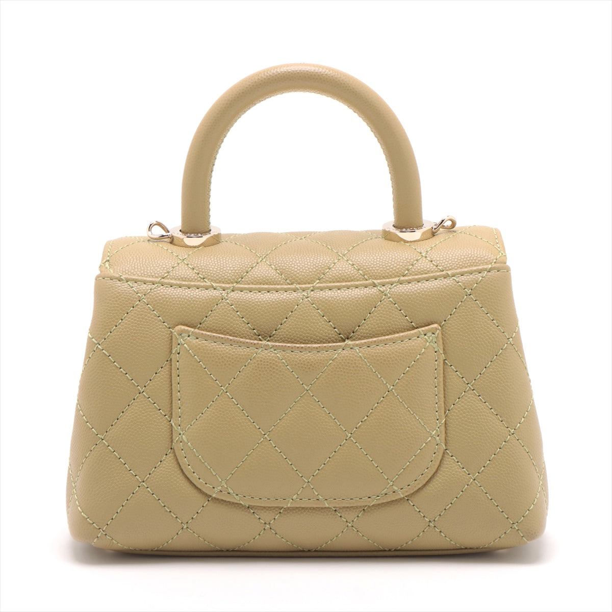 Chanel Coco handle 19 XXS Caviar Skin 2 Way Handbag Green Gold Metal Fittings AS2215
