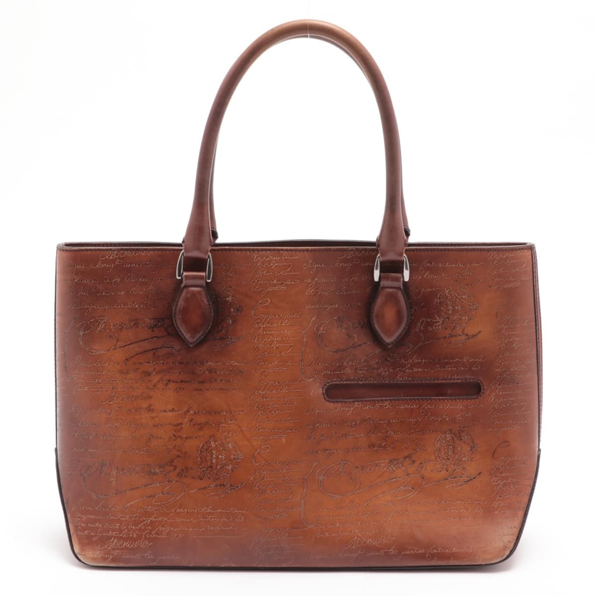 Berluti Calligraphy Toujour Leather Tote bag Brown