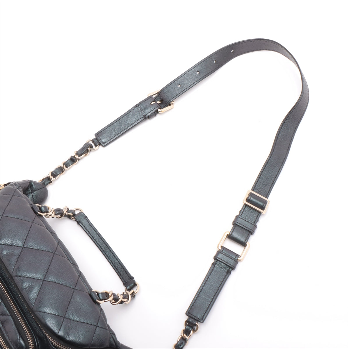 Chanel Matelasse Caviar Skin Waist Bag Black Gold Metal Fittings 27th