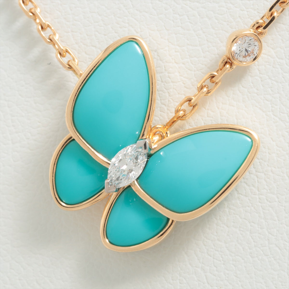 Van Cleef & Arpels Doo Papillon Turquoise Diamond Necklace 750(YG) 6.5g VCARP7UP00