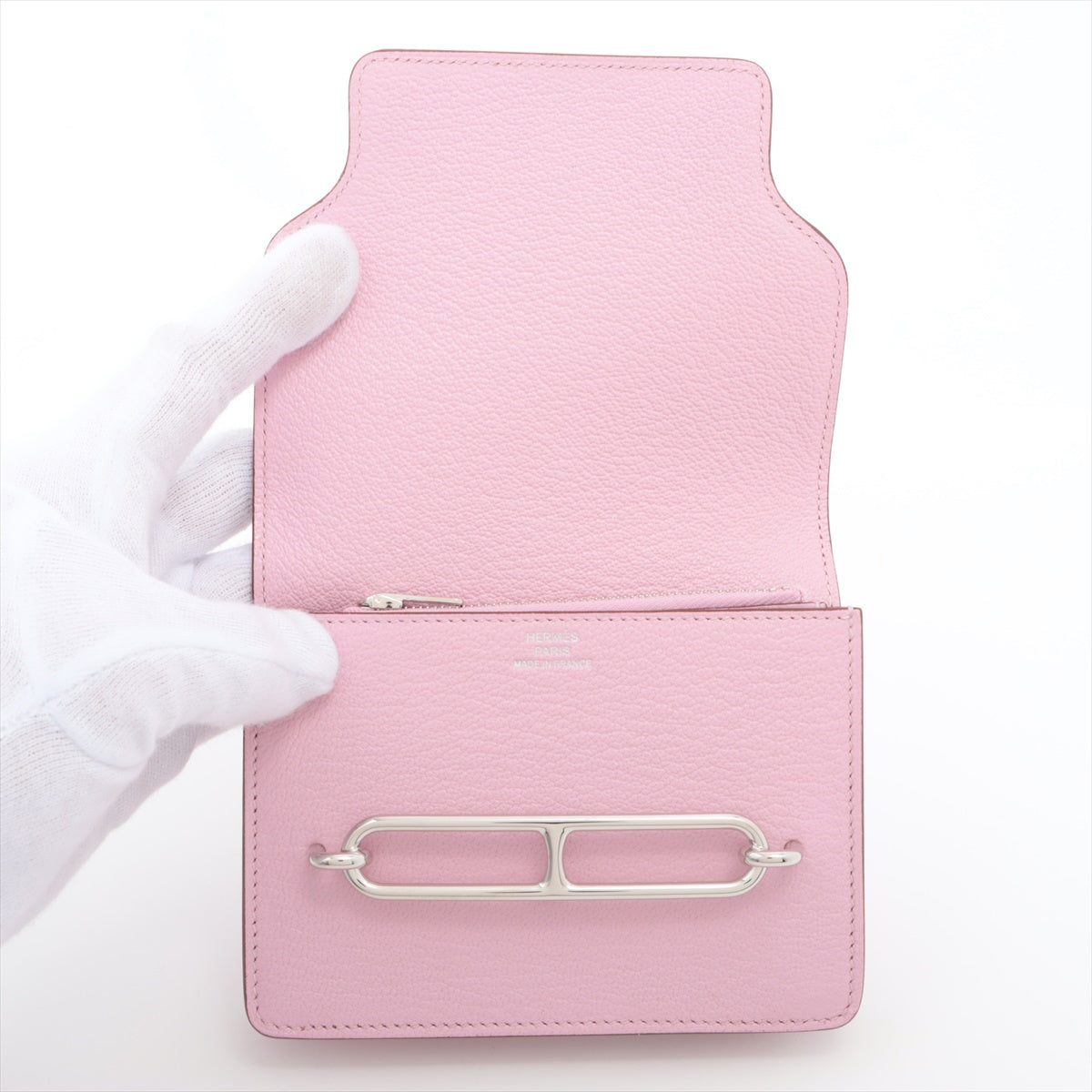 Hermès Louris Slim Compact Wallet Chèvre Mysore Wallet Pink Silver Metal Fittings U: 2022 Lowris