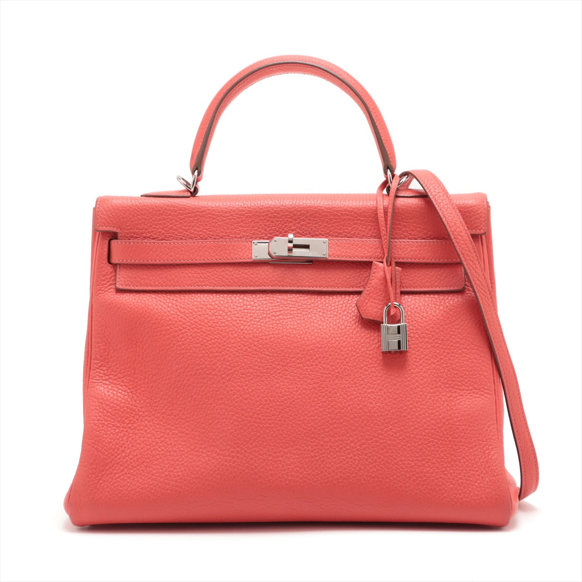 Hermès Kelly 35 Taurillon Clemence Red Silver Metal Fittings □R: 2014