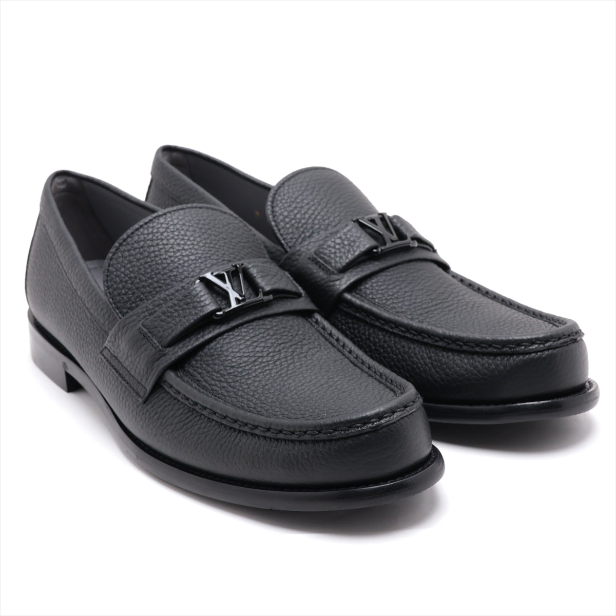 Louis Vuitton Major line 23 years Leather Loafer 8.5 Men's Black ND1213 LV Logo Box There is a storage bag
