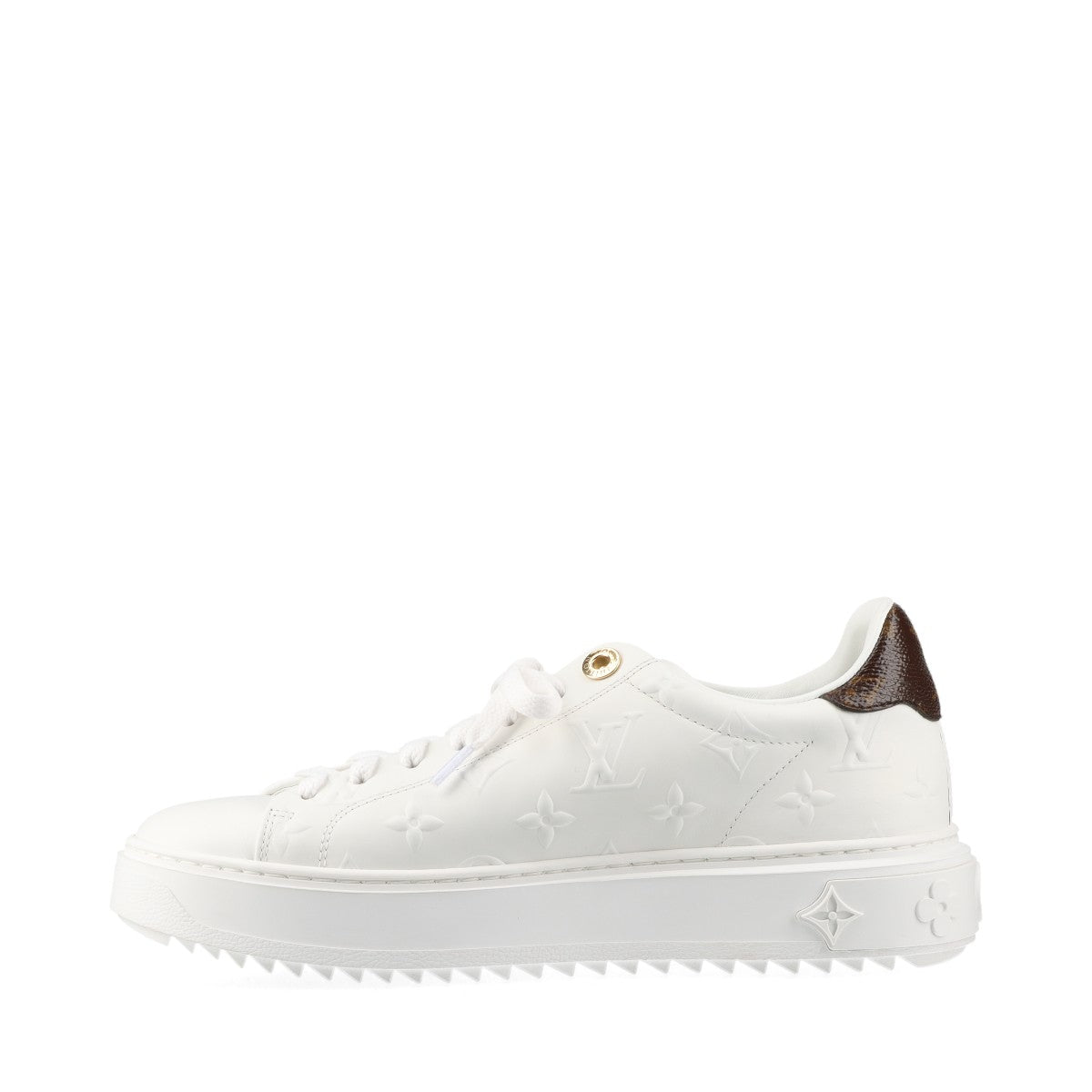 Louis Vuitton Timeout line 22 years PVC & leather Sneakers 37 Ladies' White x brown DD0232 Monogram There is a storage bag