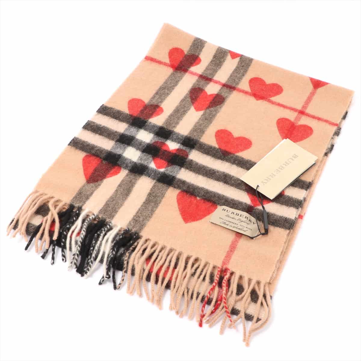 Burberry Stole Cashmere Brown Heart pattern