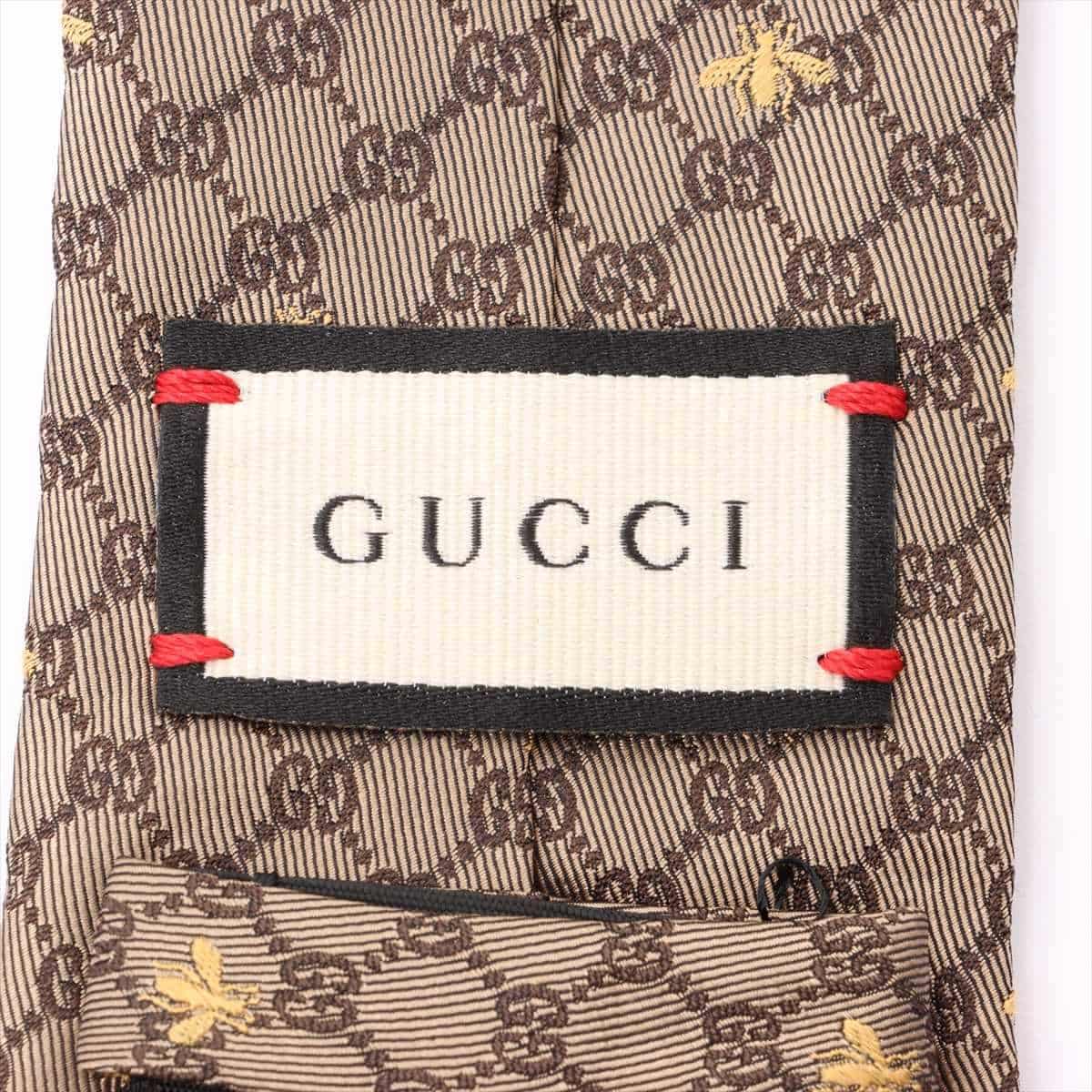 Gucci GG Necktie Silk Brown Bee