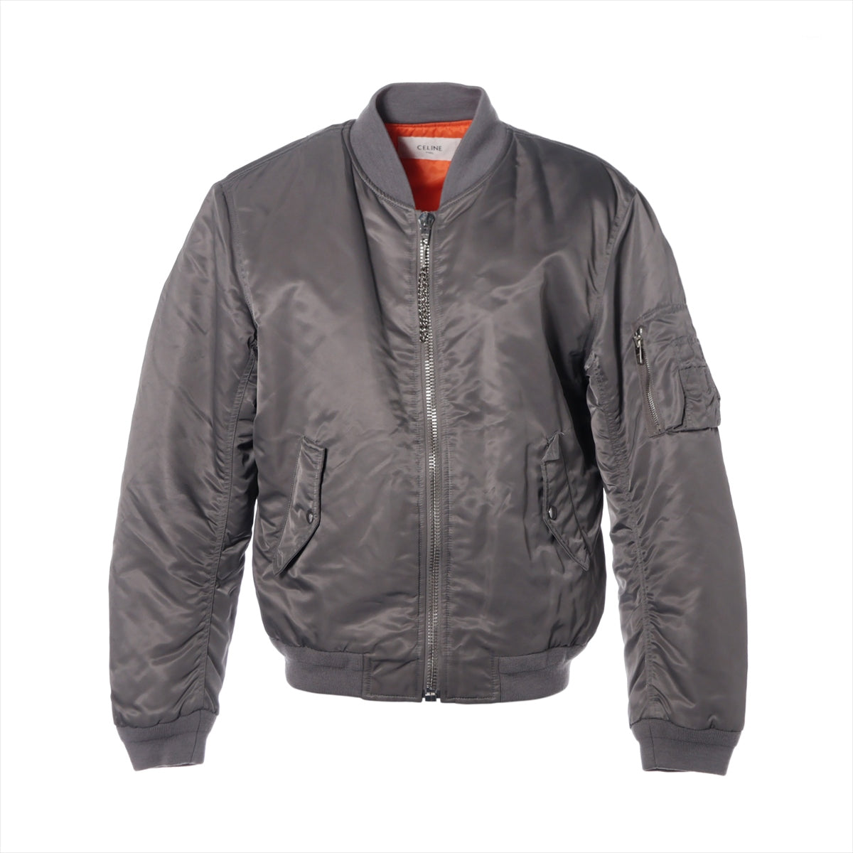 CELINE Nylon BOMBER JACKET 48 Men's light grey  MA-1 Military jacket 2W426889O