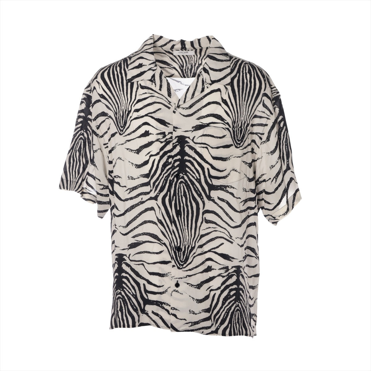 CELINE Eddie period Rayon Shirt 38 Men's Black × White  zebra print 2C517346Q