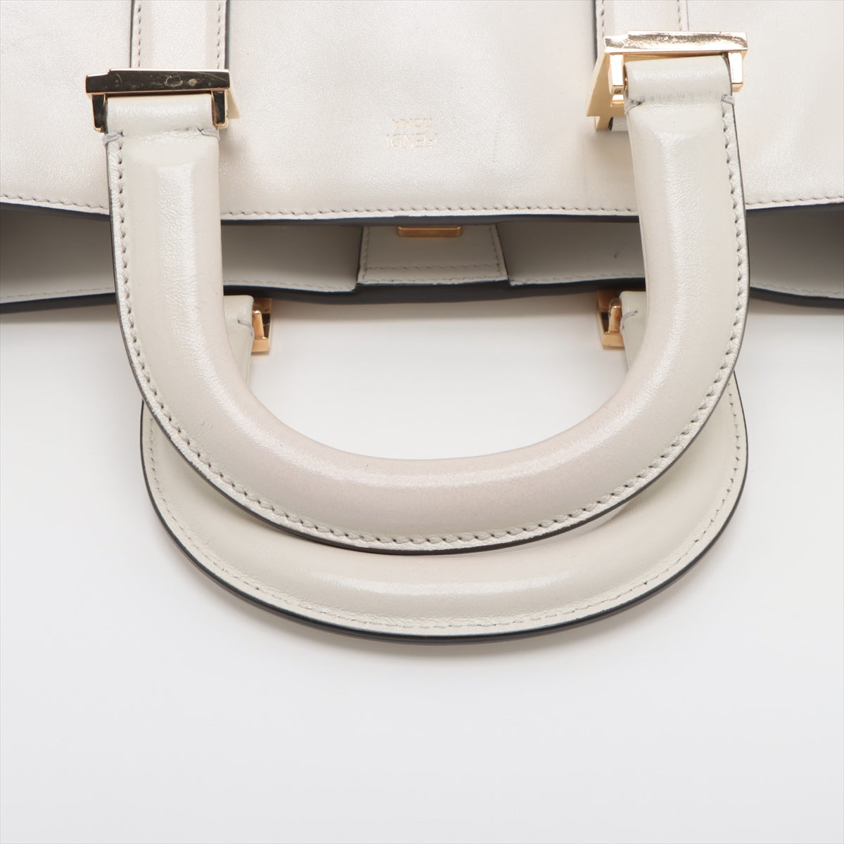 Fendi FF tote Small Leather 2 Way Handbag White 8BH367