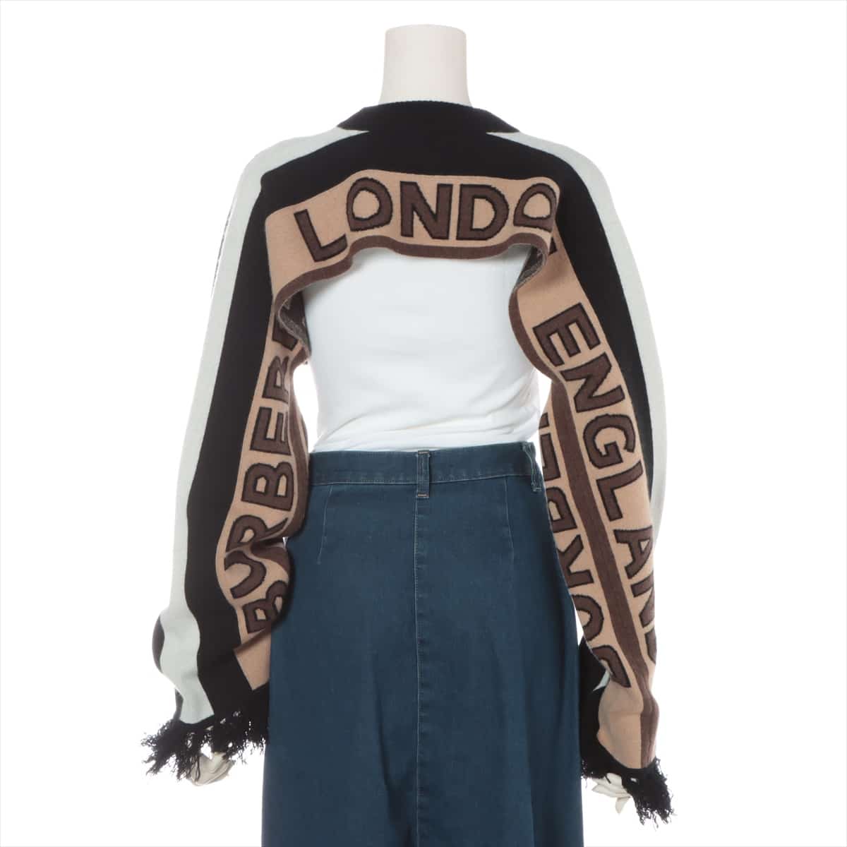 Burberry Cashmere Bolero Unknown size Ladies' Black × Brown  football scarf