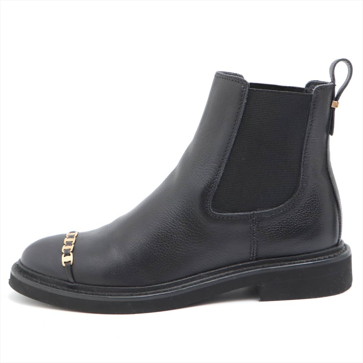Ferragamo Vara Leather Side Gore Boots 5 Ladies' Black