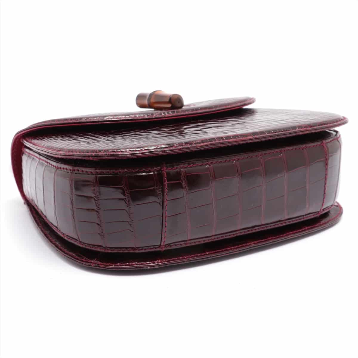 Gucci Bamboo Crocodile 2way shoulder bag Bordeaux 002 20460 Comes with a mirror pass case