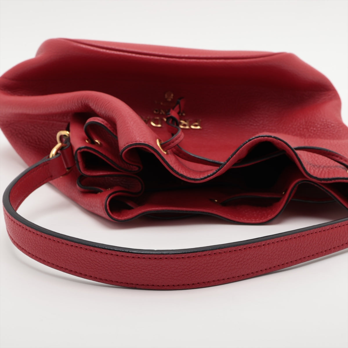 Prada Vitello Daino 2 Way Shoulder Bag Red 1BE018