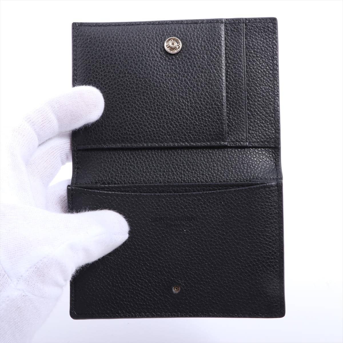 Saint Laurent Paris Leather Card case Black