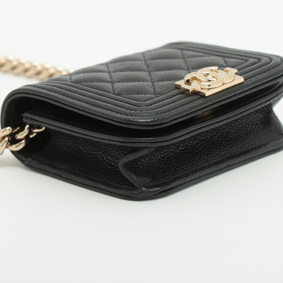 Chanel Boy Chanel Caviar Skin Waist Bag Belt Bag Black Silver Metal Fittings 31st