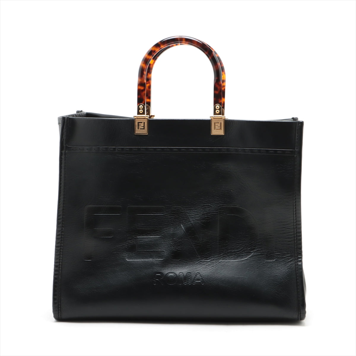 Fendi Sunshine Leather Tote Bag Black 8BH386