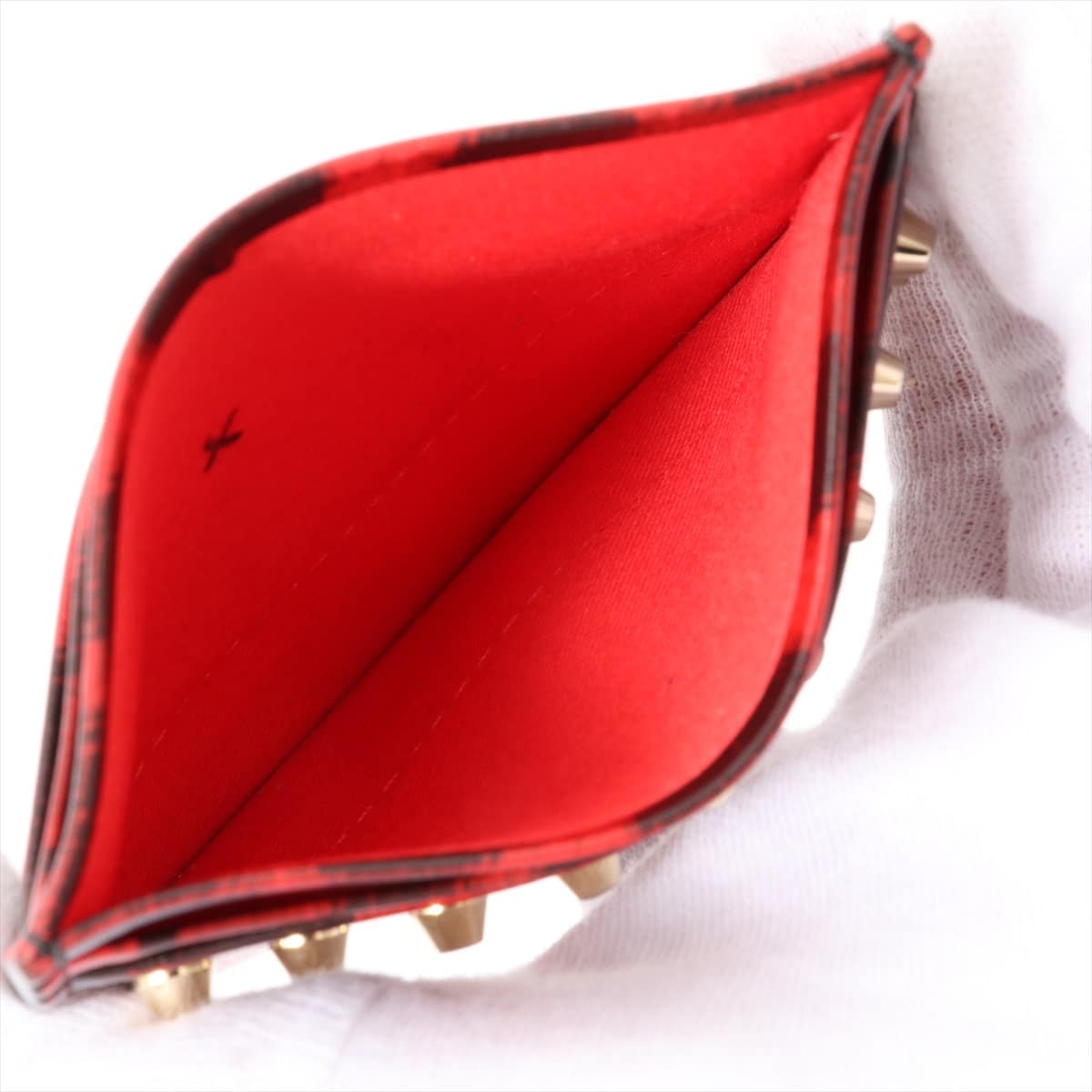 Christian Louboutin Studs Leather Pass case Red
