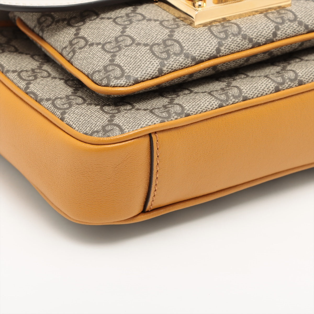 Gucci GG Supreme PVC & leather 2 Way Shoulder Bag Beige x yellow 658487