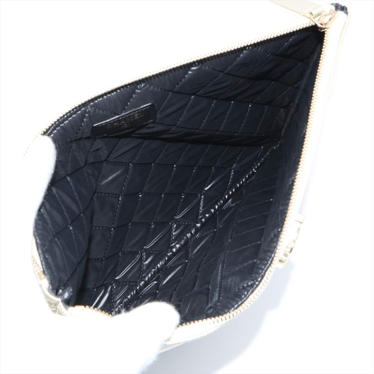 Chanel Boy Chanel Leather Clutch bag Black × Silver Pink gold hardware 21XXXXXX