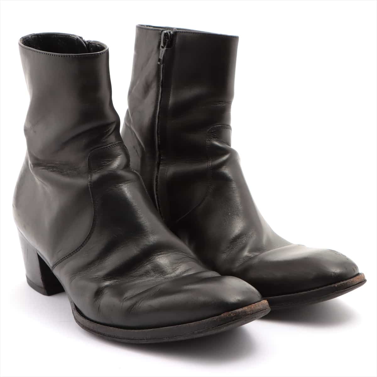 Saint Laurent Paris Leather Short Boots 41 Men's Black 442258