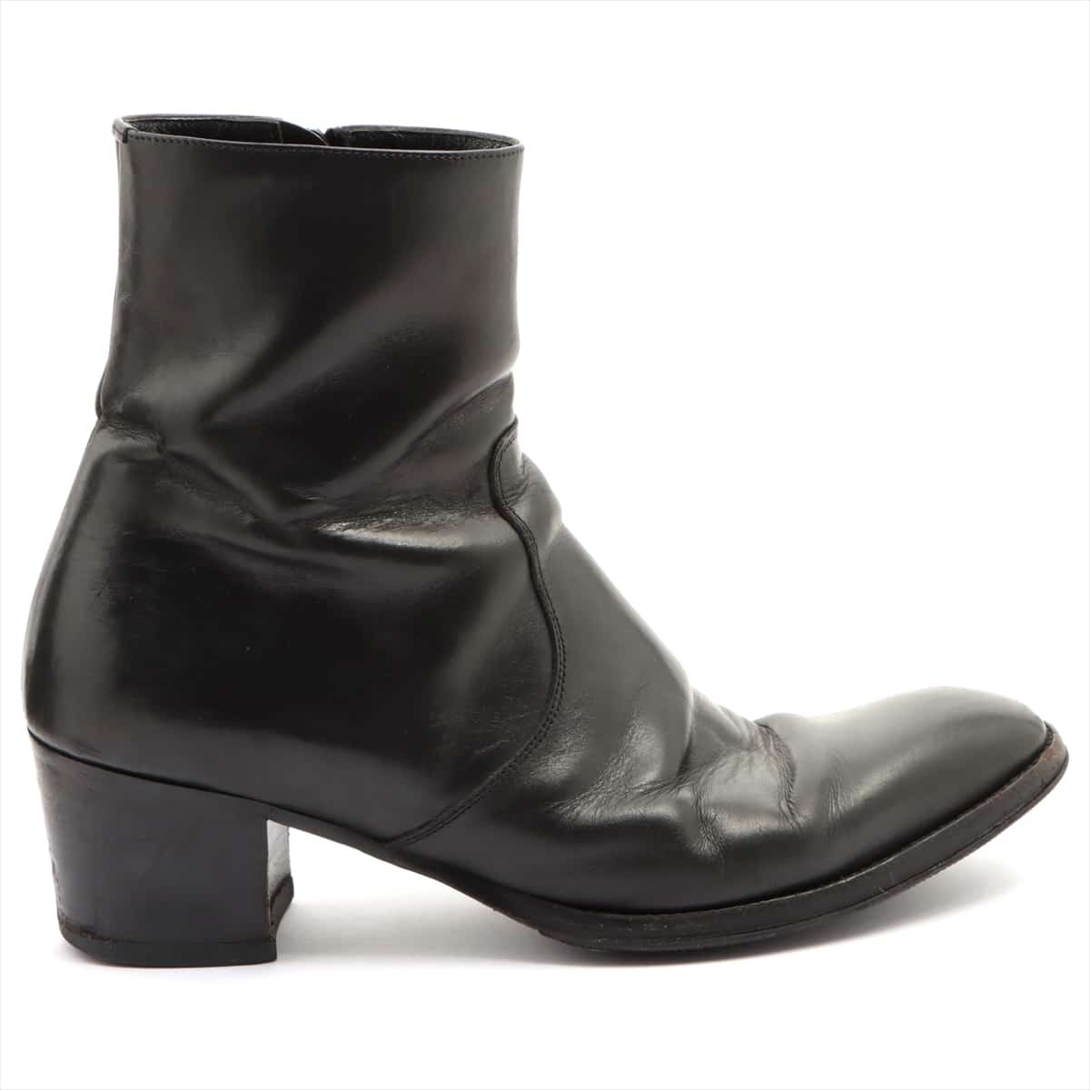 Saint Laurent Paris Leather Short Boots 41 Men's Black 442258