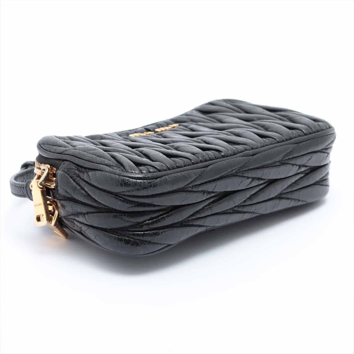 Miu Miu Matelassé Leather Mini Hand bag Black