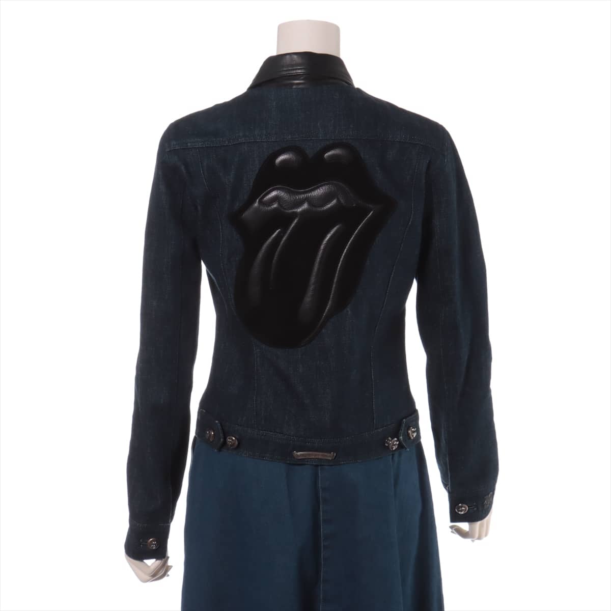 Chrome Hearts Rolling stones Denim jacket Cotton & leather S Indigo x black