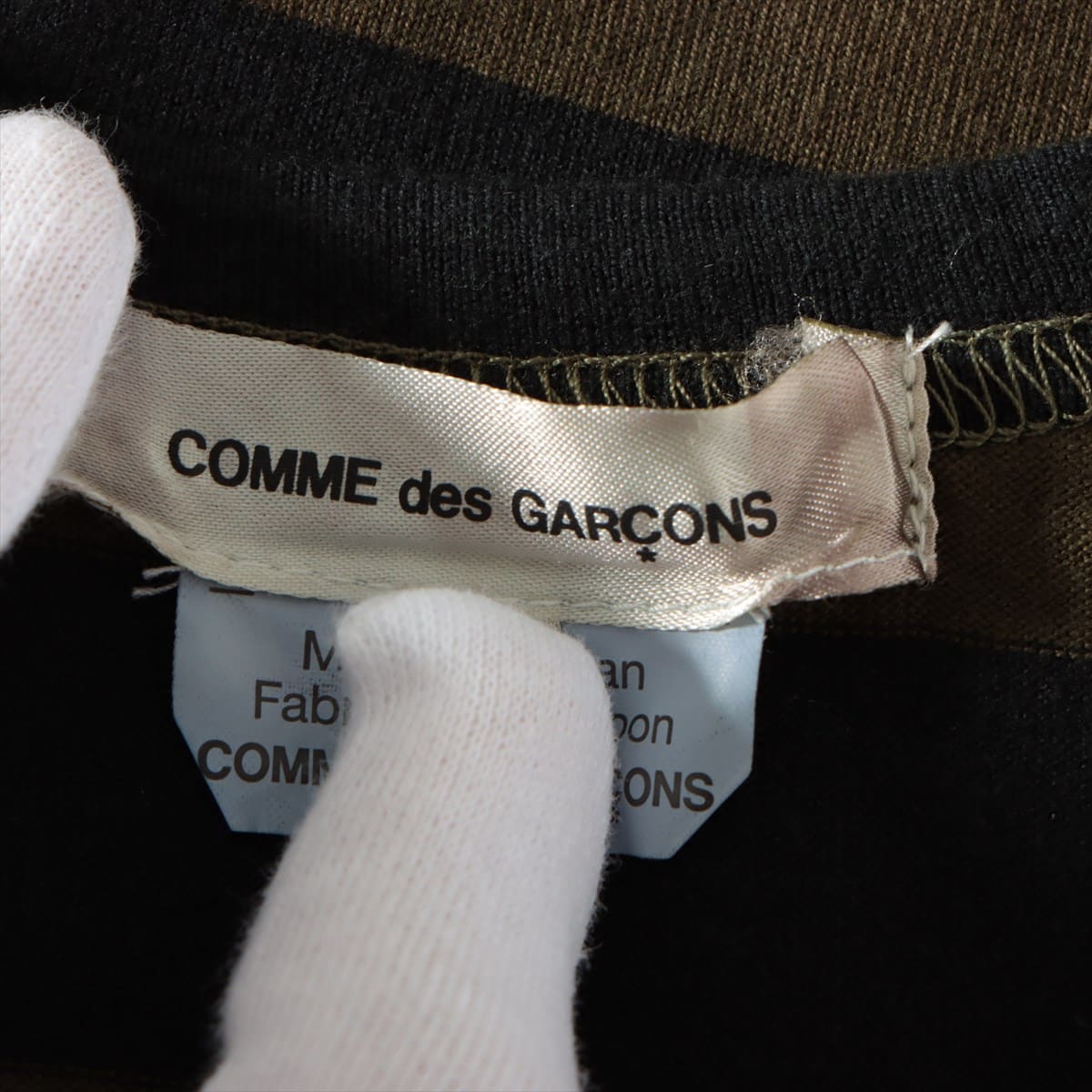 Comme des Garçons AD2016 Cotton Long T shirts XS Ladies' Black x khaki  GS-T103