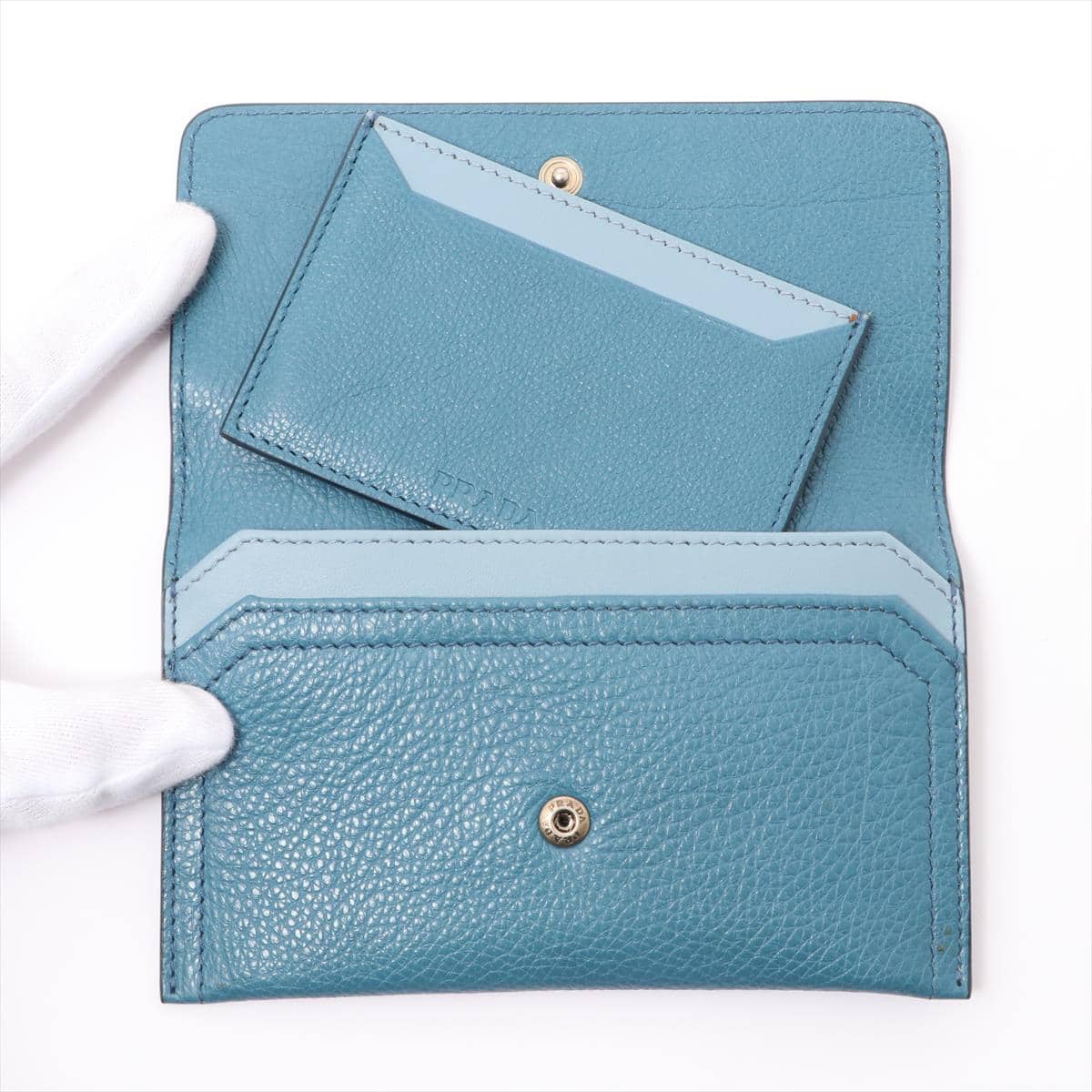 Prada 1MC004 Leather Card case Blue