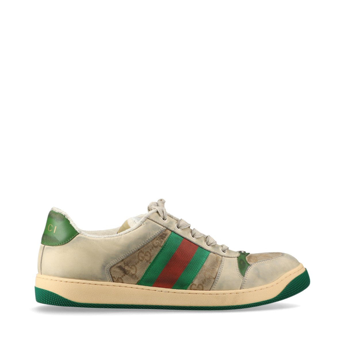 Gucci Screener Canvas & leather Sneakers 11 Men's Multicolor Vintage processing GG Supreme Sherry Line