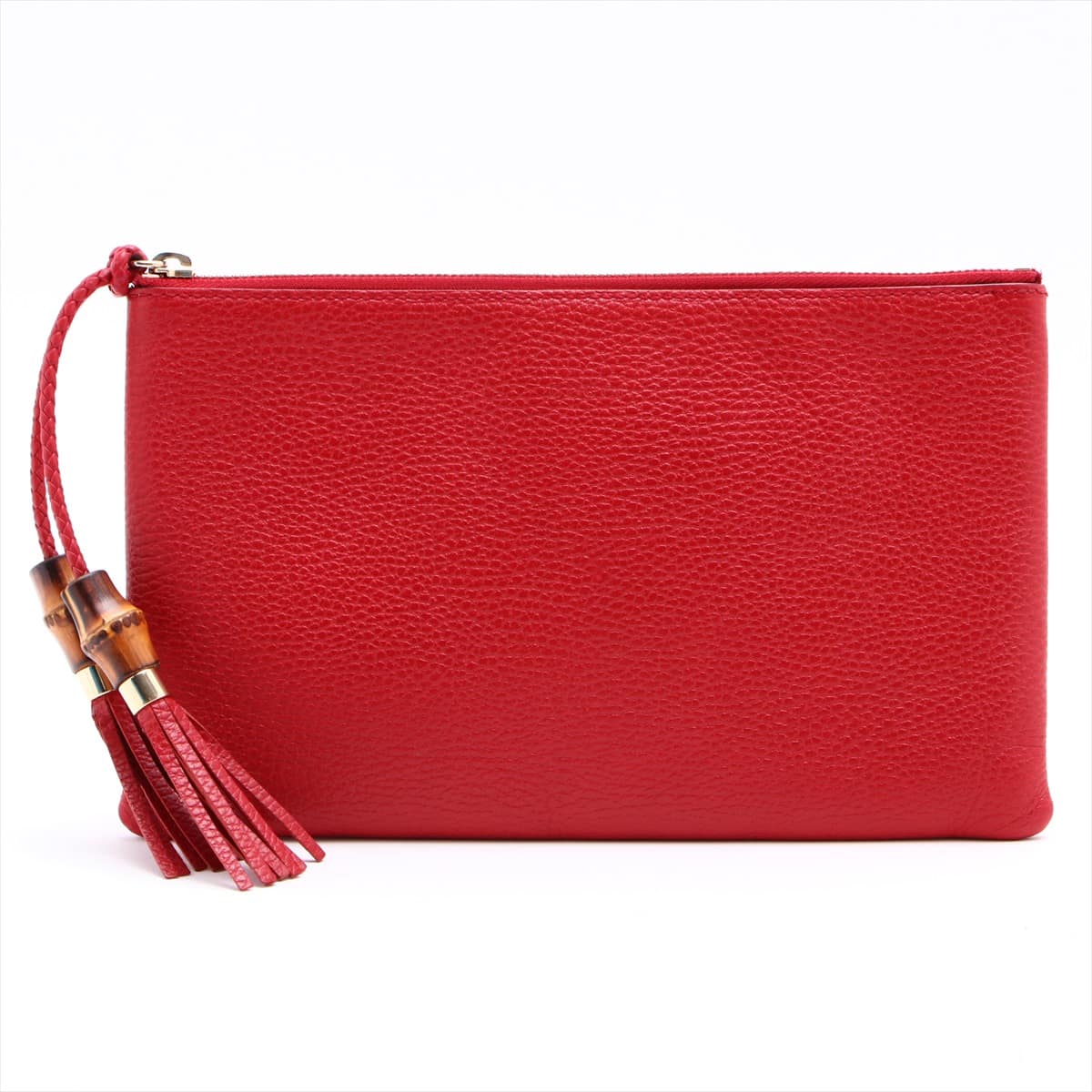 Gucci Bamboo Tassel Leather Clutch bag Red 449652