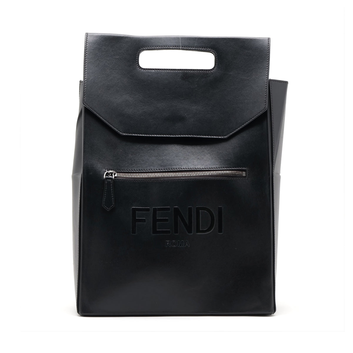Fendi Logo Leather Backpack Black 7VZ060