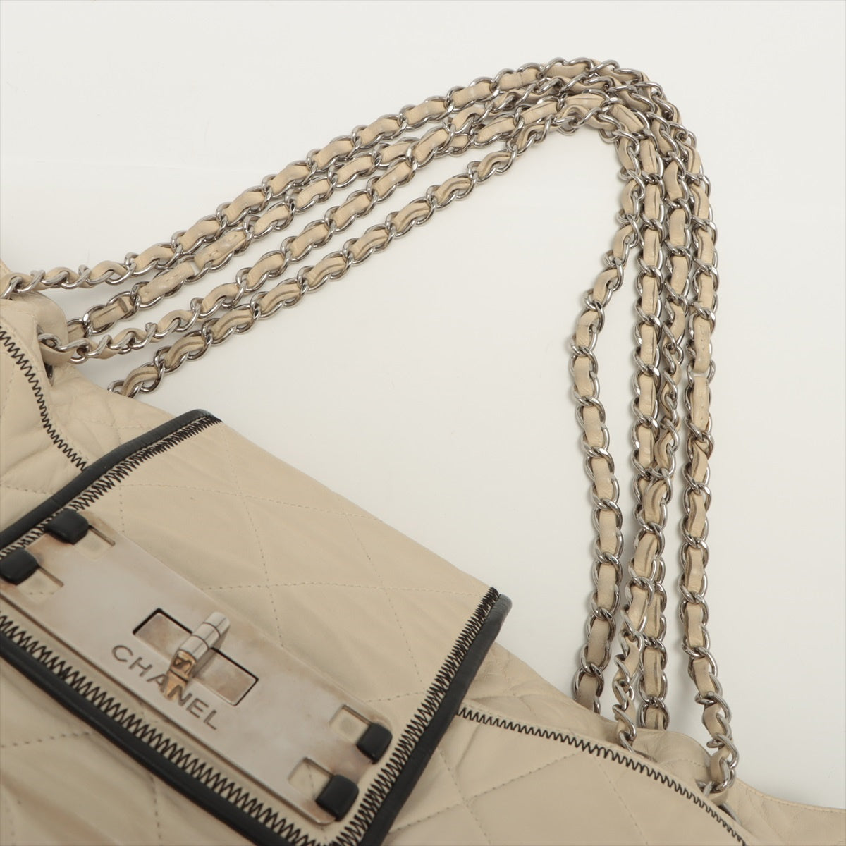 Chanel Matelasse Lambskin Chain tote bag 2.55 Beige Silver Metal fittings 12XXXXXX
