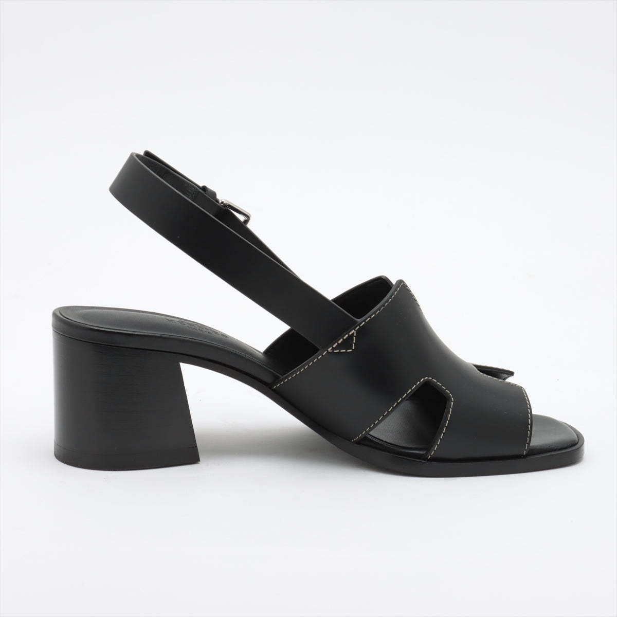 Hermès Leather Sandals 37.5 Ladies' Black Elbe