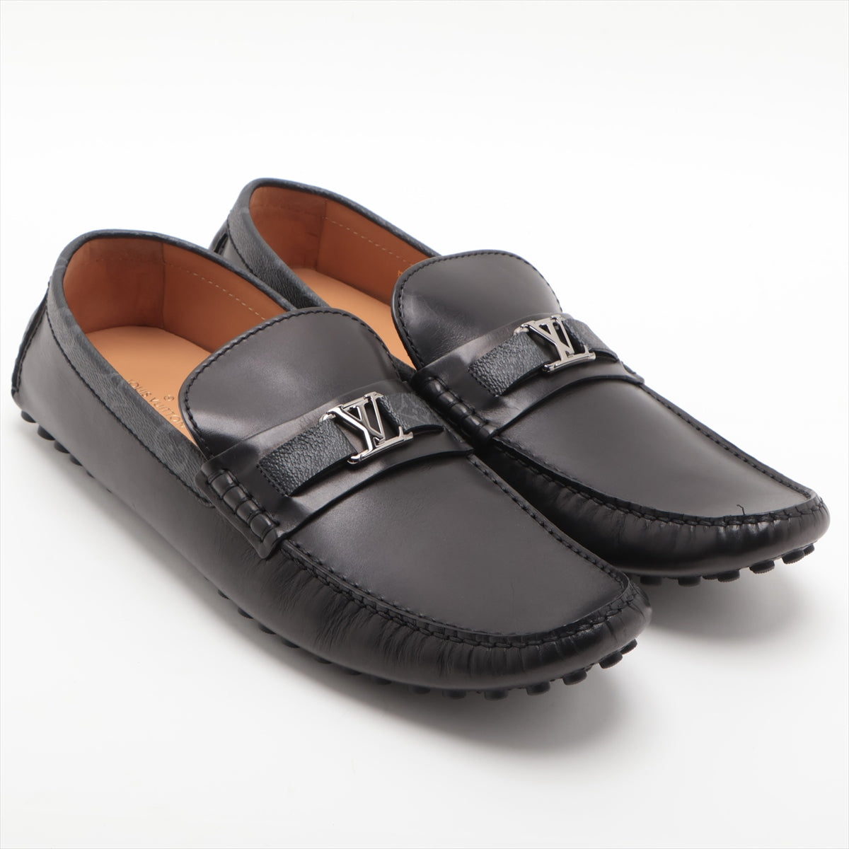 Louis Vuitton Hockenheim Line 20 years Leather Driving shoes 13 Men's Black x Gray ND0210 Monogram