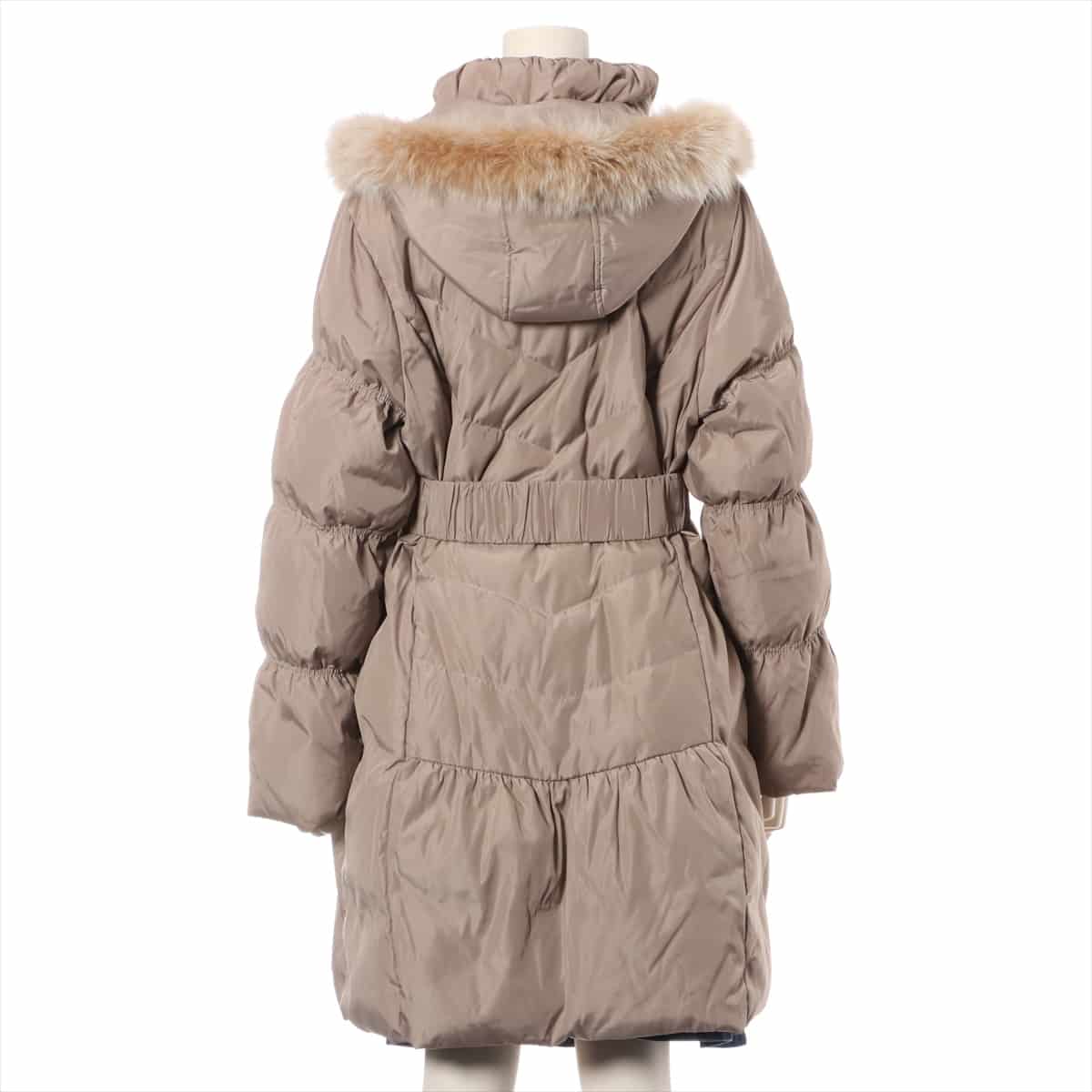 Balmain Polyester Down coat L Ladies' Beige with fox fur