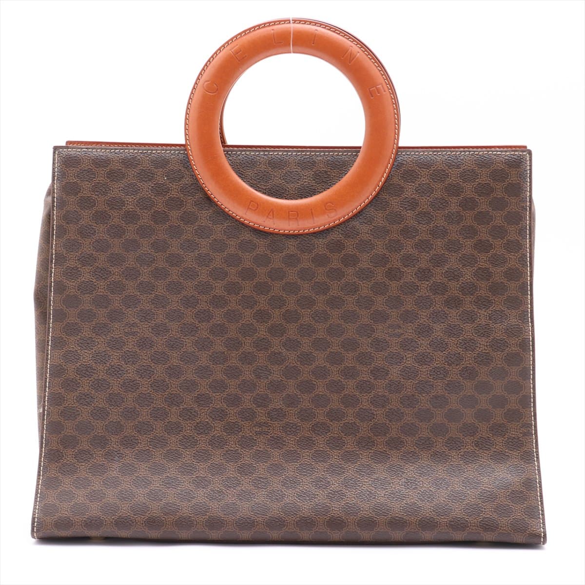 CELINE Circle logo Macadam PVC & leather Tote bag Brown