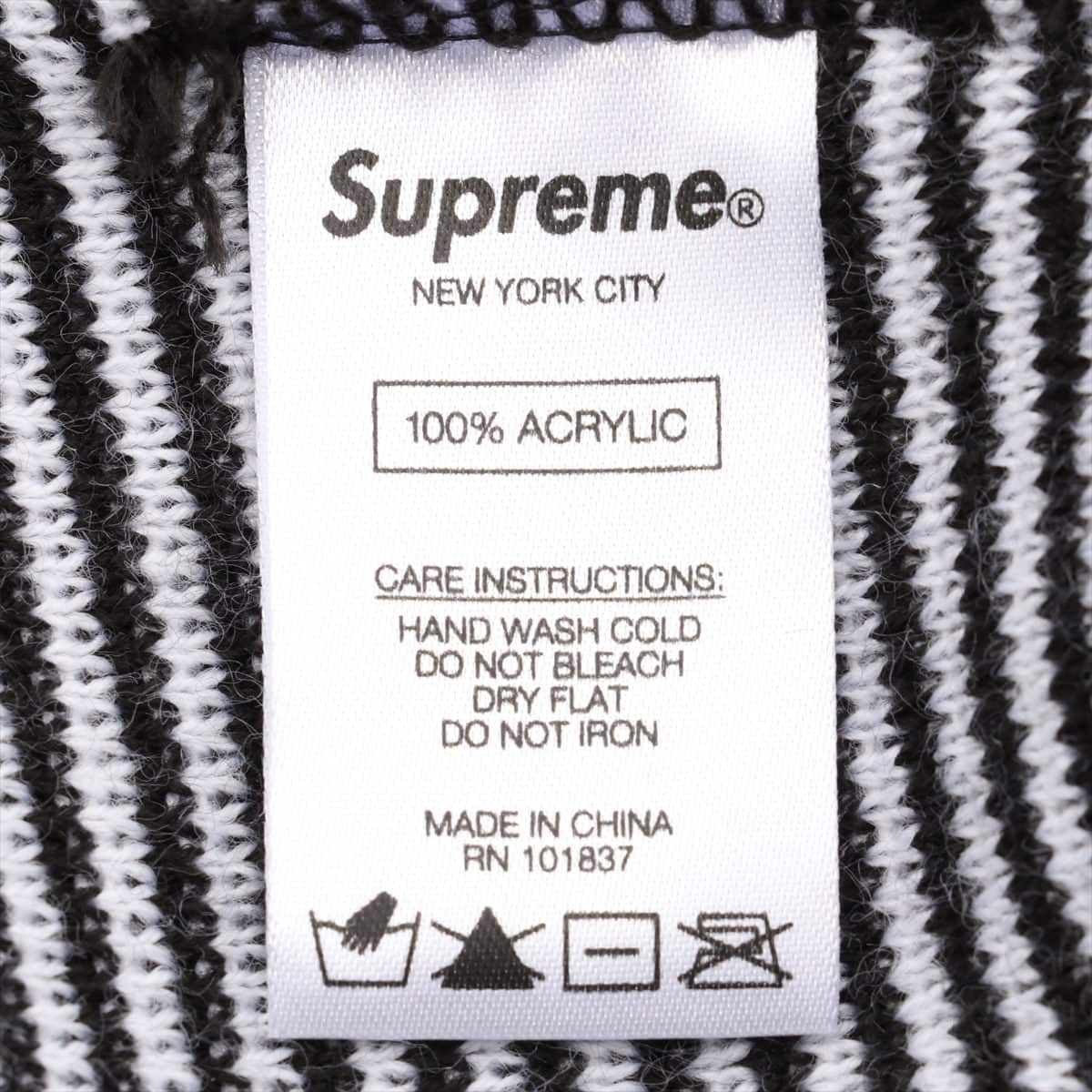 Supreme Knit cap Acrylic Black × White borders
