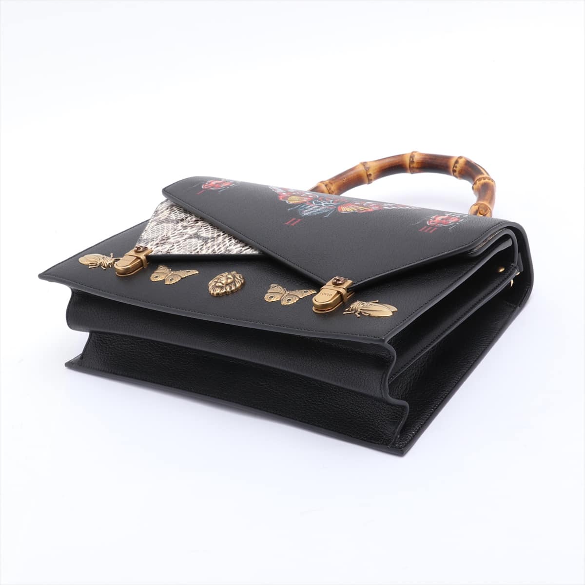Gucci Bamboo Ottilia Leather Chain handbag Black 488712