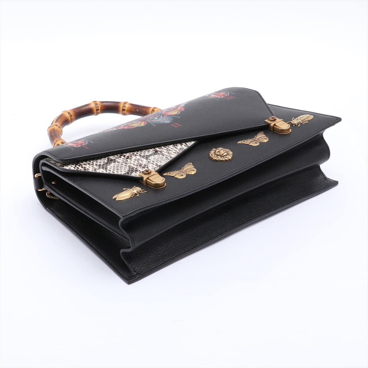 Gucci Bamboo Ottilia Leather Chain handbag Black 488712