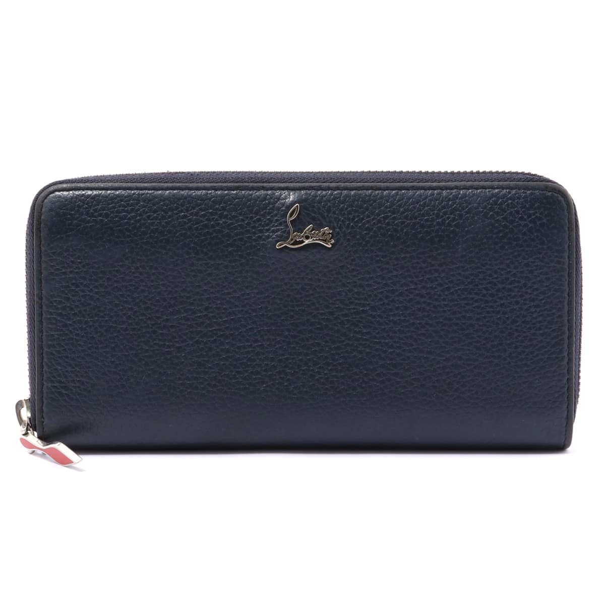 Christian Louboutin Leather Round-Zip-Wallet Navy blue